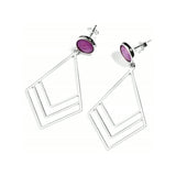 Bougainvillea Flower Earrings – Purple Mother of Pearl, Sterling Silver