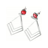 Bougainvillea Flower Earrings – Red Mother of Pearl, Sterling Silver