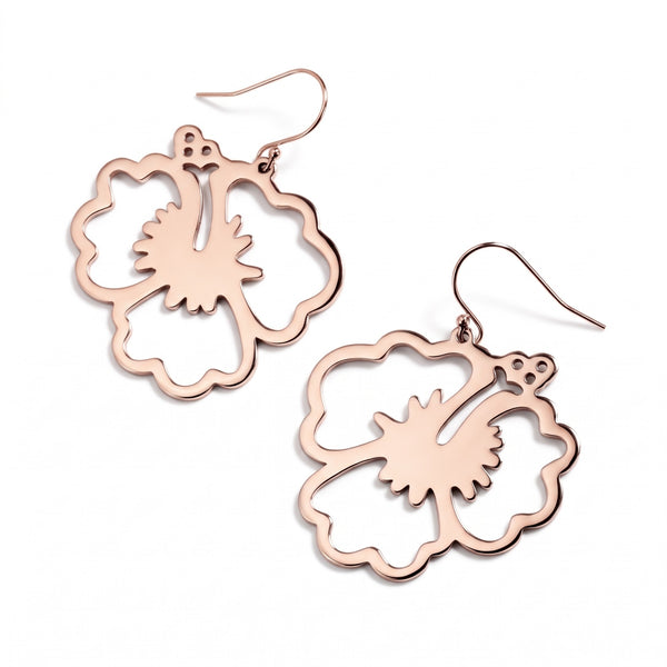 Hibiscus Flower Earrings – Rose Gold