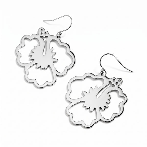 Hibiscus Flower Earrings – Sterling Silver