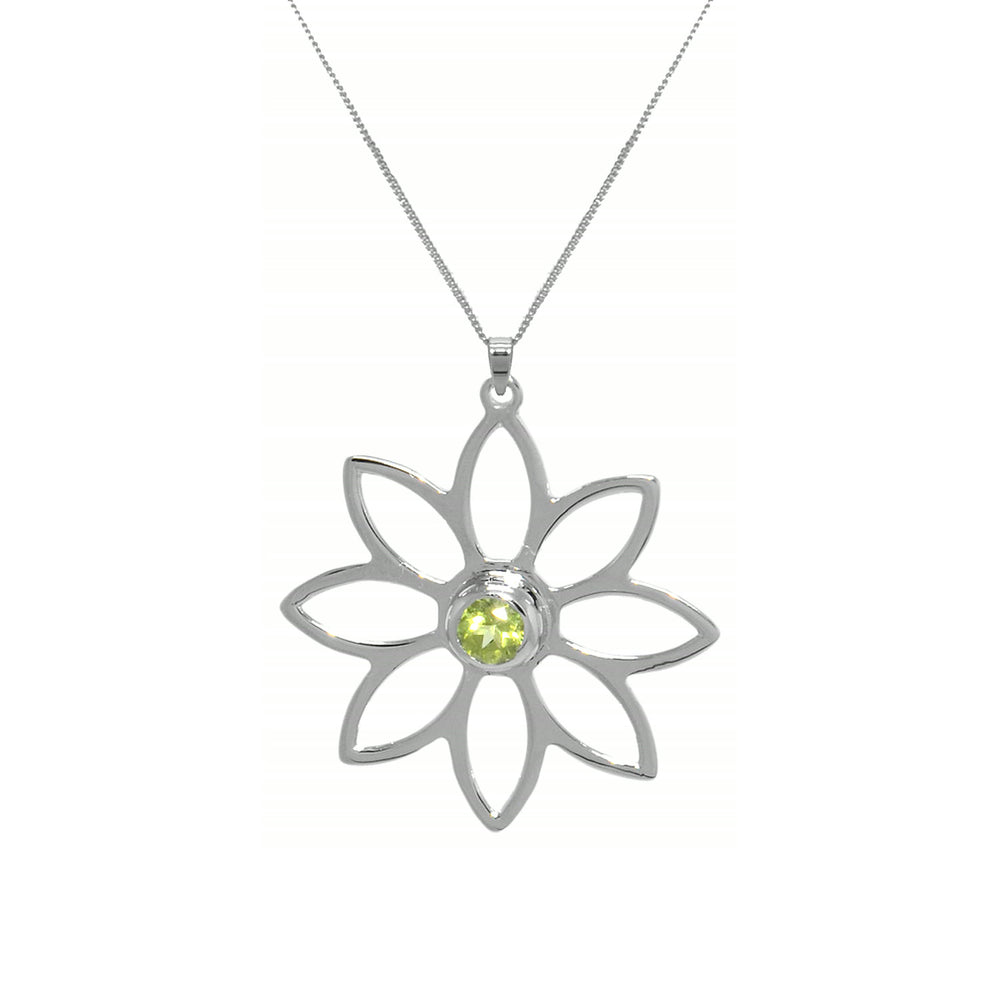 Namaqua Daisy Necklace – Green Peridot, Sterling Silver