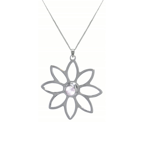 Namaqua Daisy Necklace – Rose Quartz, Sterling Silver