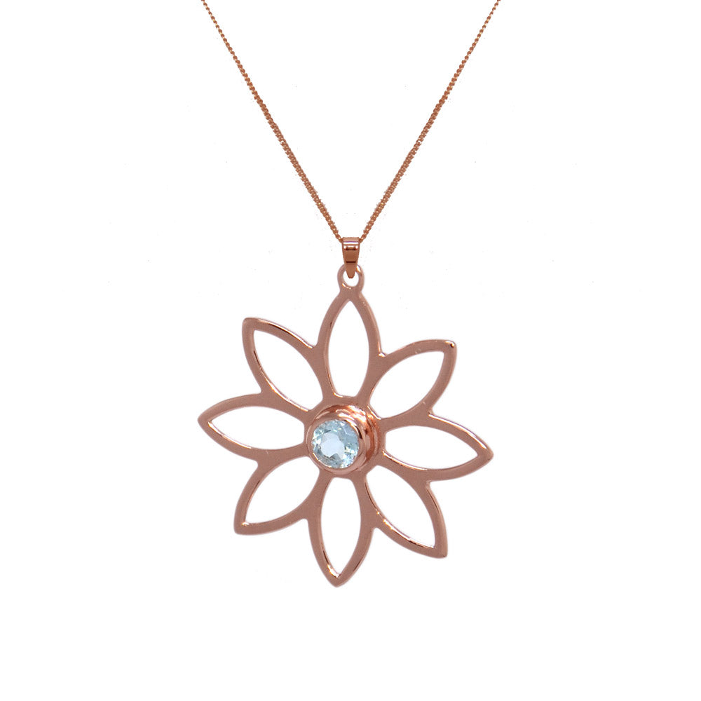 Namaqua Daisy Necklace – Blue Topaz, Rose Gold