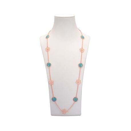 Periwinkle Flower Necklace – Blue Amazonite, Rose Gold
