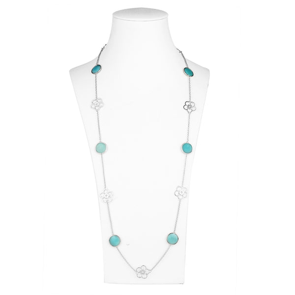Periwinkle Flower Necklace – Blue Amazonite, Sterling Silver