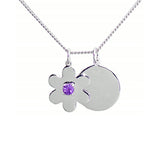Flower Disc Necklace – Purple Amethyst, Sterling Silver