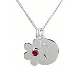 Flower Disc Necklace – Red Garnet, Sterling Silver
