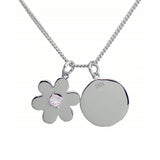 Flower Disc Necklace – Rose Quartz, Sterling Silver