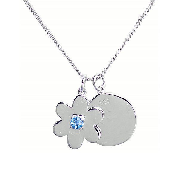 Flower Disc Necklace – Blue Topaz, Sterling Silver