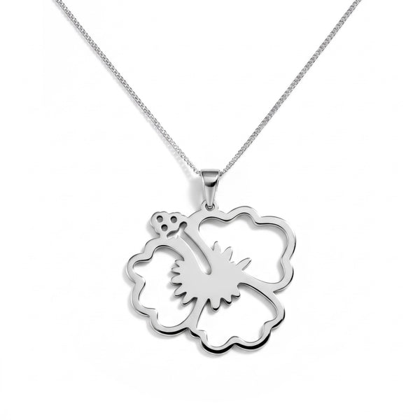Hibiscus Flower Necklace – Sterling Silver