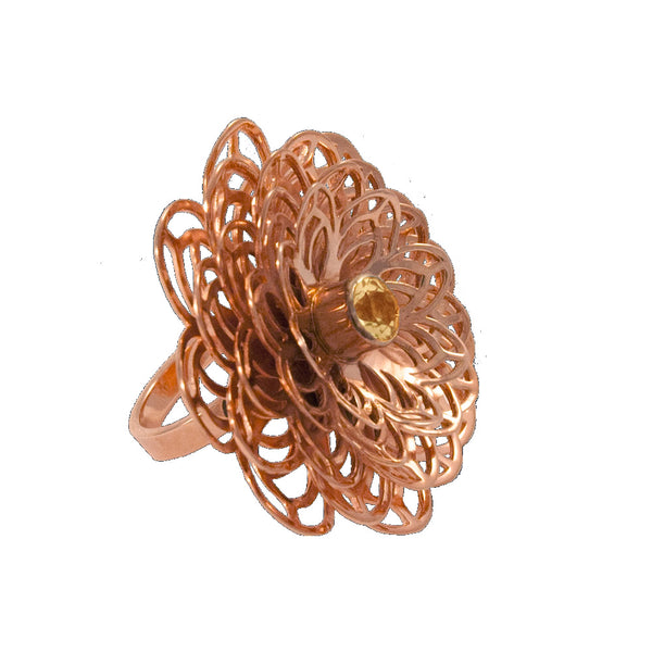 Dahlia Ring – Orange Citrine, Rose Gold