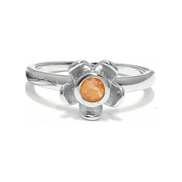 Forget Me Not Ring – Orange Citrine, Sterling Silver