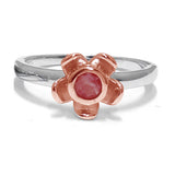 Forget Me Not Ring – Red Garnet, Rose Gold