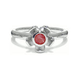 Forget Me Not Ring – Red Garnet, Sterling Silver