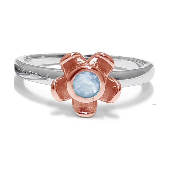 Forget Me Not Ring – Blue Topaz, Rose Gold