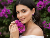 Bougainvillea Flower Earrings being worn