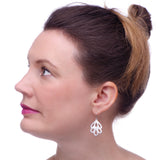 Lavender Flower Earrings being worn