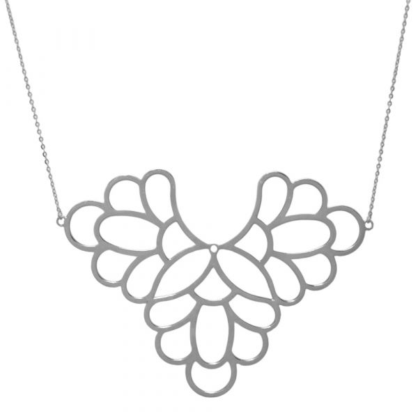 The Jeweller\'s Florist | Freesia Flower Big Necklace - Sterling Silver